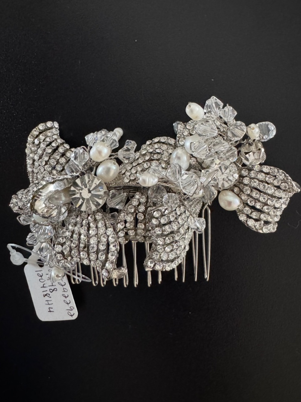 Crystal & Pearl Silver Hair Comb - Bridal Hair Accessory